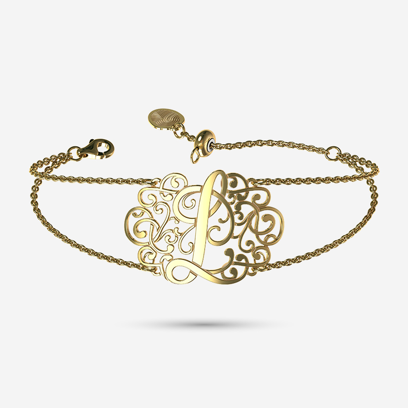 Gold Monogram Initial Bracelet
