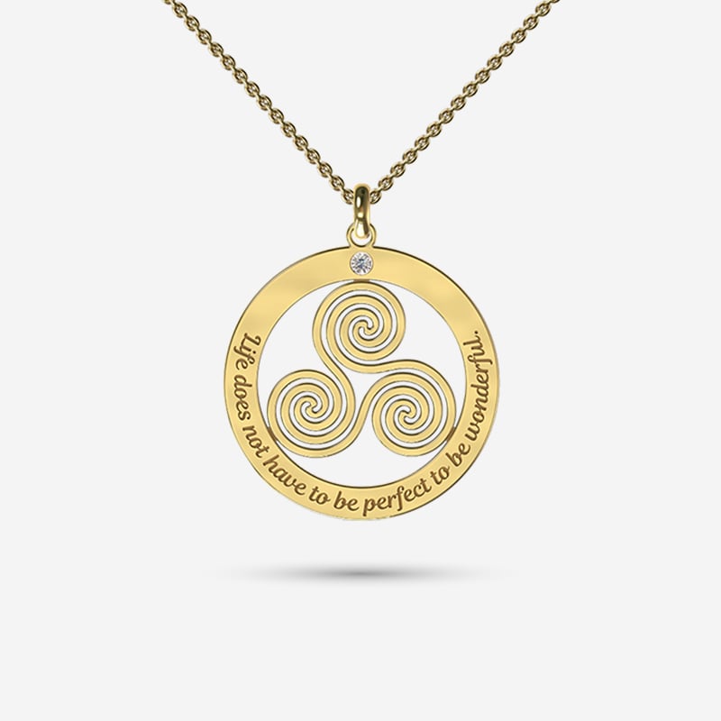 A wheel of Life necklace of inter connected spirals