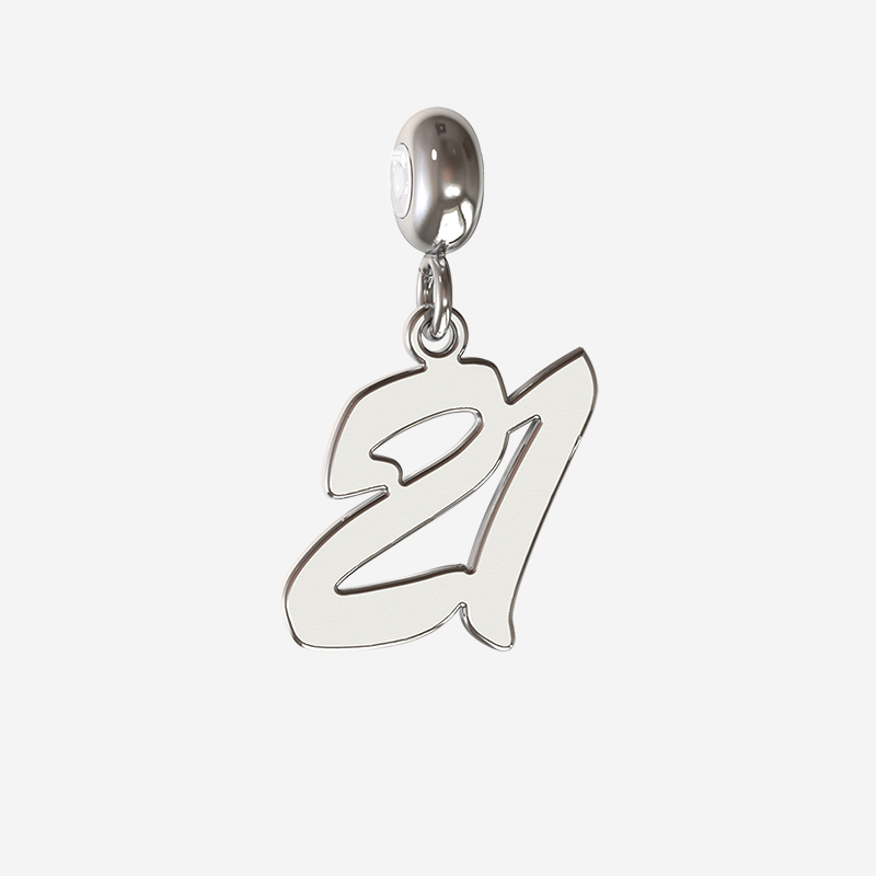 21st charm in sterling silver or solid gold