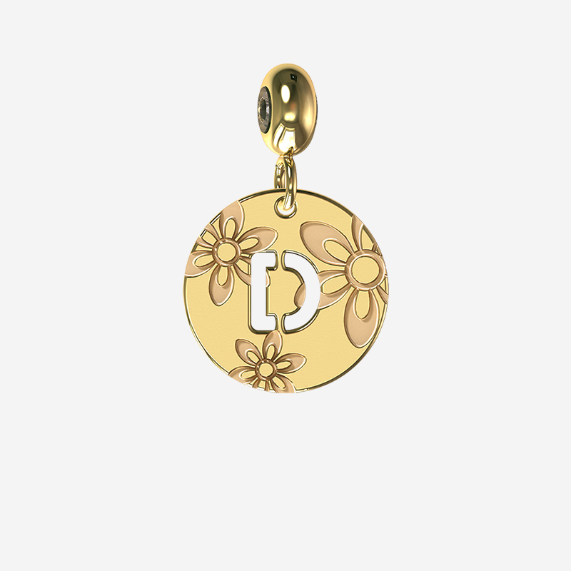 yellow gold retro letter a charm