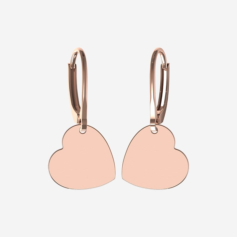 Personal Engraved heart earrings in Rose gold