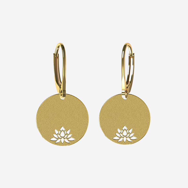 Lotus flower earrings engravable in gold or sterling silver