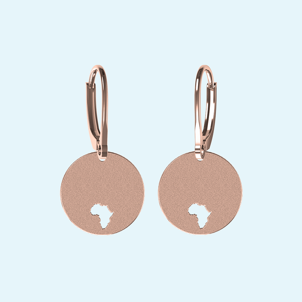 Personalized Africa Cut Out Disc Earrings