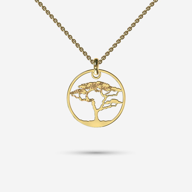 African tree of life necklace in gold