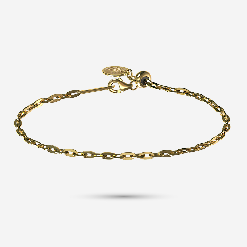 Solid Gold Paperclip Charm Carrier Bracelet by Memi Jewellery