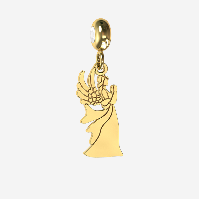 Gold angel in prayer charm by memi jewellery