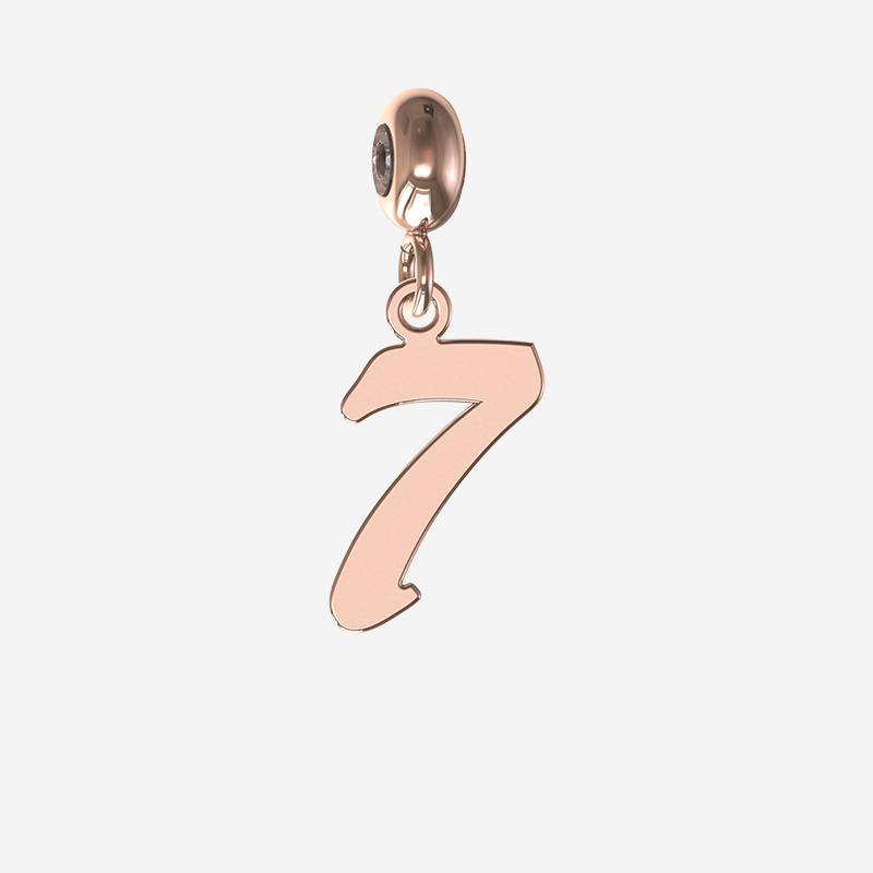 Number 7 charm in rose gold by Memi Jewellery
