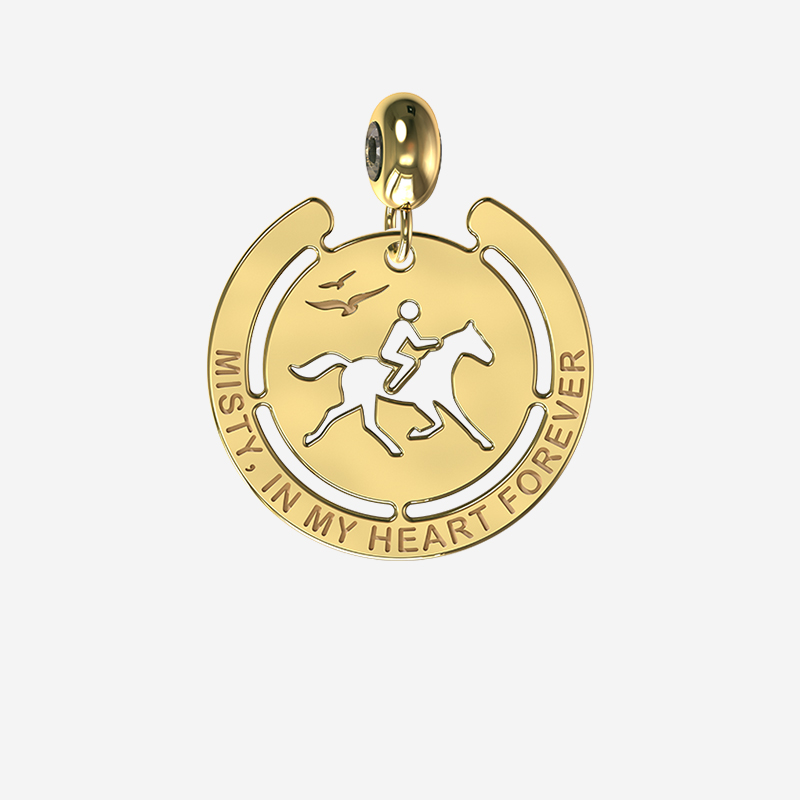 Personalised Horse-Riding Charm in Gold