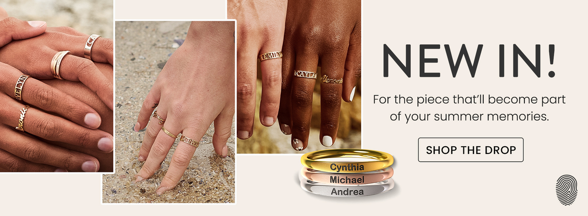 custom made name rings available in gold or silver