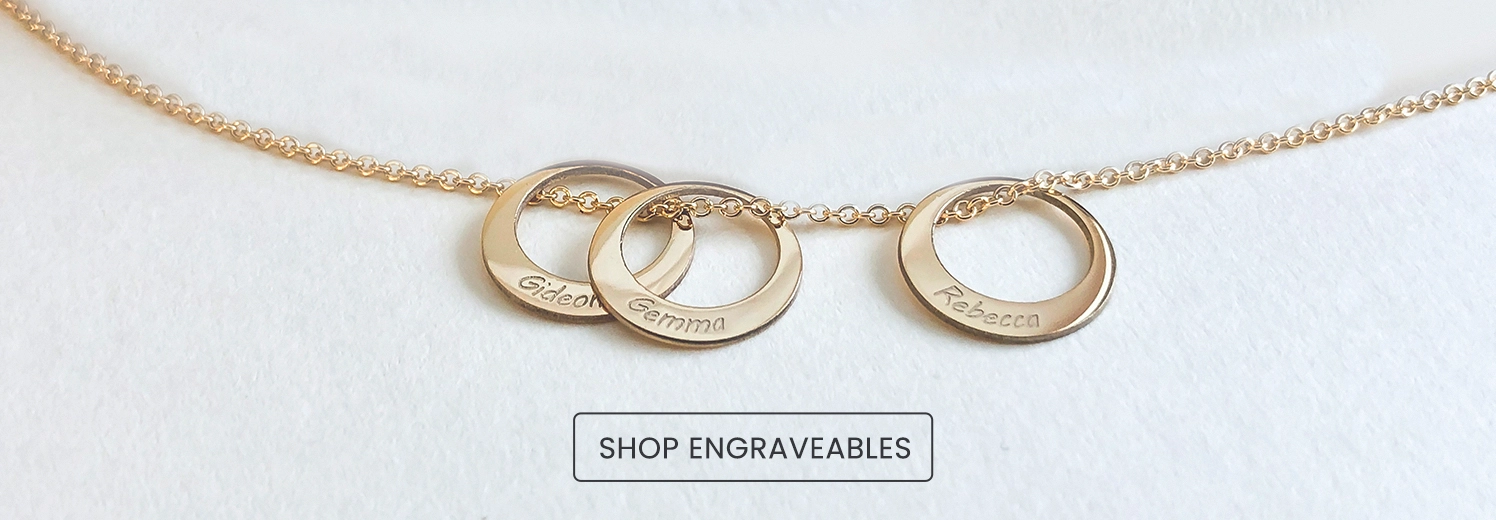 engravable necklaces and bracelets in gold, rose gold, white gold or sterling silver