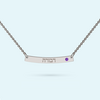 Curved Bar Necklace with February birthstone