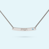 Curved Bar Necklace with March birthstone