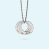 Silver designer circles with name engraved as a necklace
