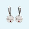 Personalised silver earrings with January birthstone