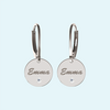 Personalised silver earrings with April birthstone