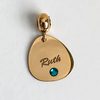 Ruth Engraved Personalised Pebble charm with birthstone by Memi Jewellery