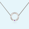 Silver Circle Necklace with February Birthstone