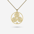 Wheel of life spiral necklace in yellow gold