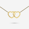 You and me interlocking heart necklace in solid gold