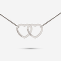 Two hearts beat as one in sterling silver necklace