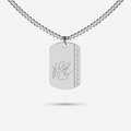 Silver greek cut-out dog tag with graphic engraving necklace by Memi Jewellery