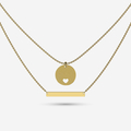 Layered Pendant & Bar necklace in solid gold