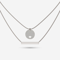 Layered Pendant and bar necklace in Sterling silver