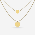 Layered initial and Disk necklace in solid gold