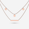 Layered dangles and bar necklace in solid gold