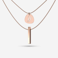 Layered pendant and drop bar necklace in solid gold