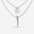 Layered pendant and bar necklace in Sterling silver