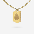 Gold dog tag necklace with fingerprint