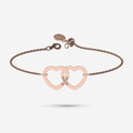 You and me interlocking heart bracelet in rose gold