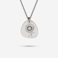 Silver flower sketch pebble necklace
