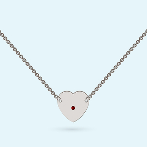 Heart Necklace with January birthstone