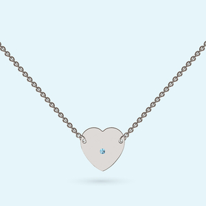 Heart Necklace with March birthstone