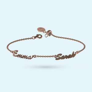 Rose gold name bracelet with two names