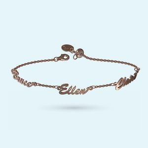Rose gold name bracelet with three names