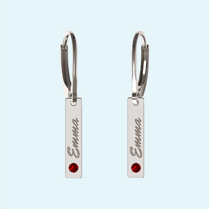 Engravable Earrings with January birthstone