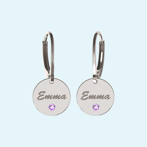 Personalised silver earrings with June birthstone