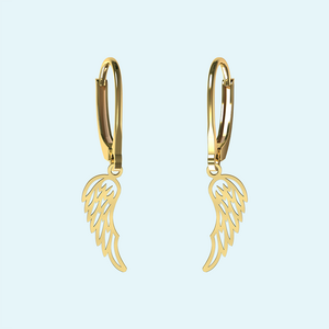 Angel wing earrings in solid gold