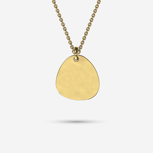 Solid gold pebble pendant on a necklace engraved with a graphic of your choice