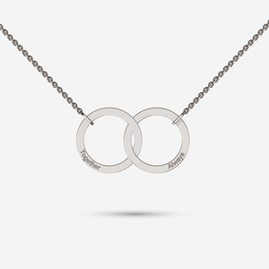 You and me interlocking ring necklace in sterling silver