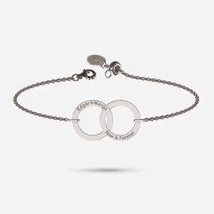 Two interlocking rings sterling silver bracelet