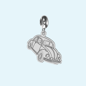 VW Beatle Car Charm in White Gold