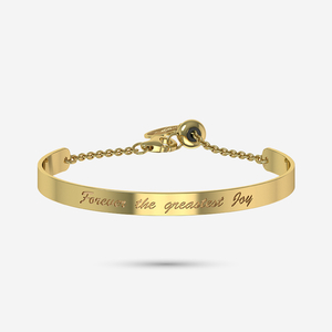 Baby bangle with 3.5cm chain  and engraving in gold by memi jewellery