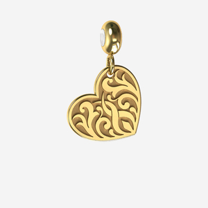 Filligree Heart Charm in Gold