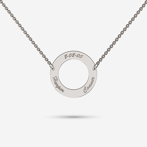 Silver Circle Necklace with Diamond