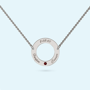 Silver Circle Necklace with July Birthstone