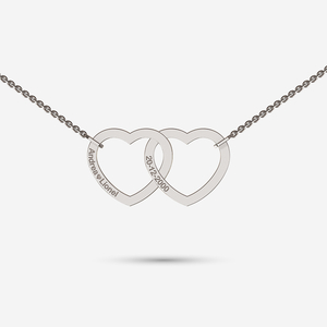 Interlocking unity necklace in white gold with engraving